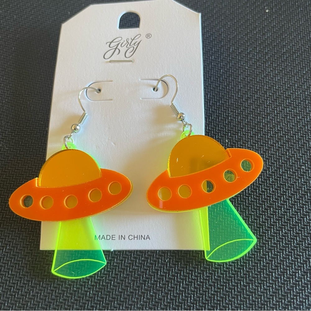 Girly UFO Spacecraft Costume Jewelry Earrings